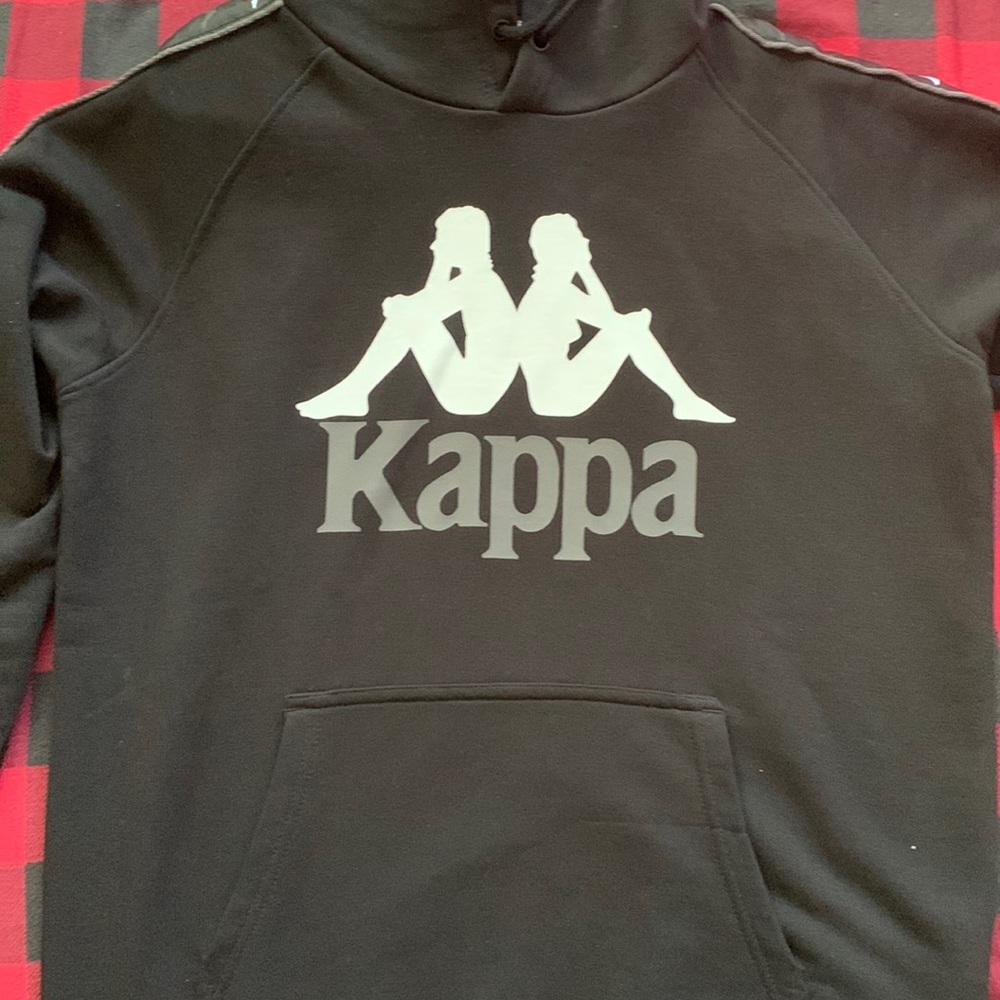 Black and white kappa hoodie.